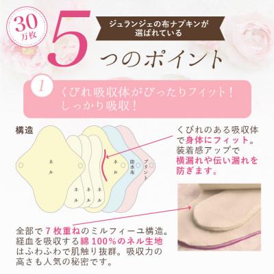 ふるさと納税 岡山市 生理用一体型布ナプキン  Mサイズ 5枚セット(透湿防水布入)ふつう〜多い日昼用 柄おまかせ |  | 01