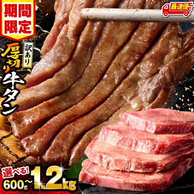 厚切り牛タン 塩味 たっぷり計1kg(500g×2) 訳あり