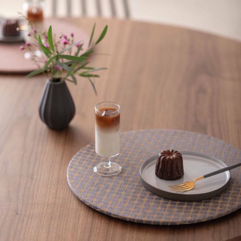 丸形ランチョンマット Calm Round Luncheon mat／カルム プレイスマットあり スノー インディゴ wsg0041_イメージ3