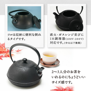 南部鉄器 鉄瓶 優～ゆう～ 1.1L IH調理器 伝統工芸品 やかん ケトル キッチン用品 食器 日用品 雑貨 [Y0064]