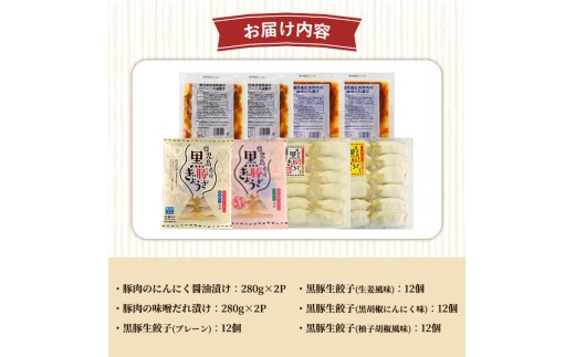 冷凍 惣菜 詰め合わせ セット 鹿児島 たれ漬け豚肉 2種と 黒豚餃子 4種 食べ比べ  冷凍食品 お弁当 に 便利 おかず 詰合せ 豚 味噌漬け 味噌豚 ぎょうざ ギョーザ 鹿児島協同食品 国産 鹿