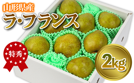 ★食べ頃出荷★山形県産 「ラ・フランス」 特秀品 2kg (5～9玉) 洋梨 ラフランス 山形【令和8年産先行予約】FS24-818