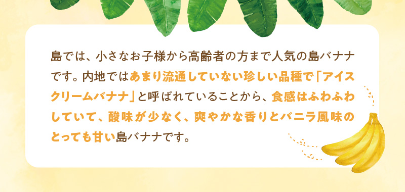 ■ 栽培期間中 農薬・除草剤・化学肥料不使用！バニラ風味の甘い島バナナ 3kg【2025年6月～2025年11月下旬お届け】　W043-001u