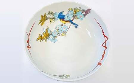 九谷焼 鉢 桜に鳥 伝統 工芸品 装飾品 盛り鉢 テーブルウェア 食器 プレゼント ギフト 贈り物 石川県 加賀市 F6P-2858