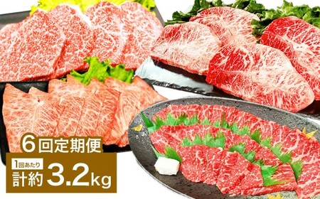 【6カ月定期便】 【焼肉？ ステーキ？ 赤身とミスジを味わう！】 おおいた和牛 赤身焼肉 ・ ミスジ焼肉 ・ 赤身ステーキ ・ ミスジステーキ 約3.2kg×6回 計約19.2kg