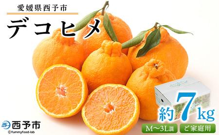＜愛媛県西予市産 デコヒメ ご家庭用 約7kg＞ 訳あり ワケアリ 果物 フルーツ みかん ミカン 蜜柑 オレンジ 柑橘 でこひめ 食べて応援 特産品 宇都宮物産 愛媛県 西予市【常温】『2026年2月上旬～4月上旬迄に順次出荷予定』UUB0031