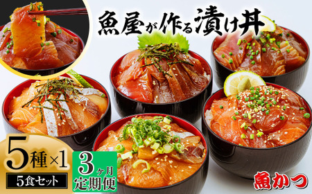 【3ヶ月 定期便】漬け丼 5種×1パック 計5食セット 漬け丼 漬け丼 漬け丼 漬け丼 定期便