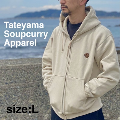 「イノシシ派」ジップアップスウェットパーカー/ストーン/男女兼用Lサイズ【1669344】