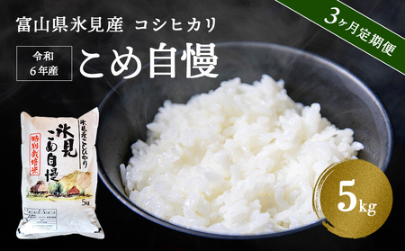 ＜3ヶ月定期便＞令和6年産富山県産特別栽培米コシヒカリ《こめ自慢》5kg