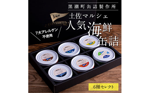 RHT021　支援品 防災 黒潮町からの贈り物！わくわく缶詰セット／ホテルのマルシェで販売している、売れ筋上位6種類の缶詰を詰め合わせ《7大アレルゲン不使用・完全専用ライン・衛生管理》〈黒潮町共通返礼品〉