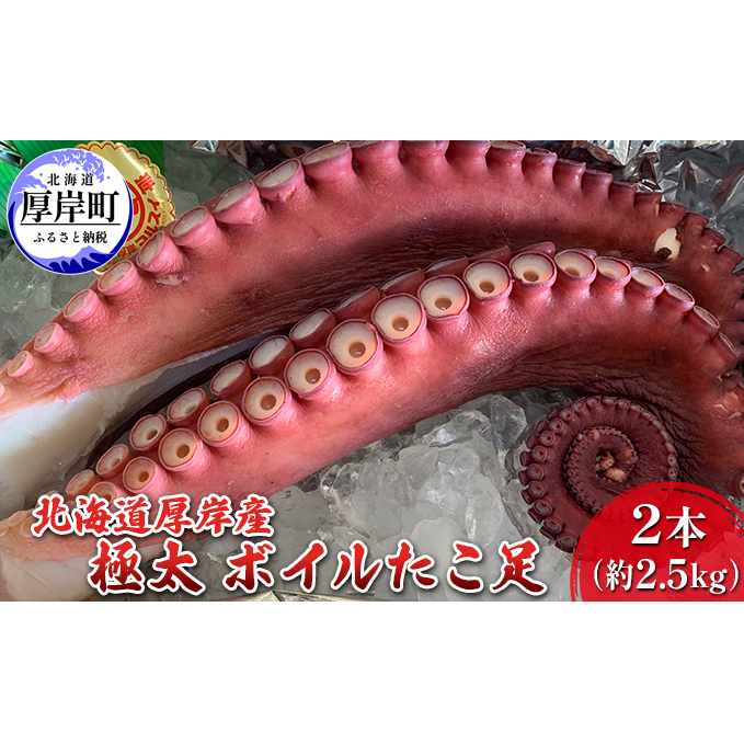 北海道 厚岸産 極太 ボイルたこ足 2本（約2.5kg）