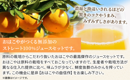 ＜おはこやのジュース飲み比べ 2種セット 720ml×2本（温州みかん・清見）＞ 果物 フルーツ 柑橘 ミカン きよみ 蜜柑 果汁 100％ ストレート 無添加 特産品 西宇和 愛媛県 西予市 【常温