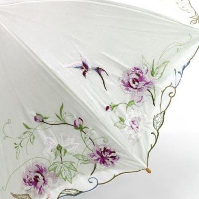 ふるさと納税 京都市 【シノワズリーモダン京都】女優日傘プレミアム 芍薬刺繍かわず張り逃熱日傘(ホワイト) |  | 01