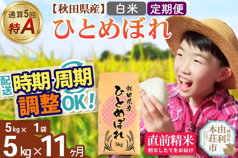 
                  《定期便11ヶ月》令和7年産 【白米】通算5回特A 秋田県産ひとめぼれ 5kg(5kg×1袋)×11回 開始時期選べる お届け周期調整 隔月に調整OK お米 米 こめ 藤岡農産
                