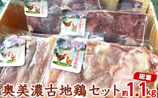 
奥美濃古地鶏セット計約1.1kg [No.006] ／ 鶏肉 モモ肉 手羽先 手羽なか 詰合せ 岐阜県 特産
