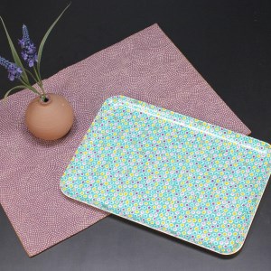 タツクラフト 友禅和紙トレー  M 33cm 2枚セット 桜 金平糖 水色 