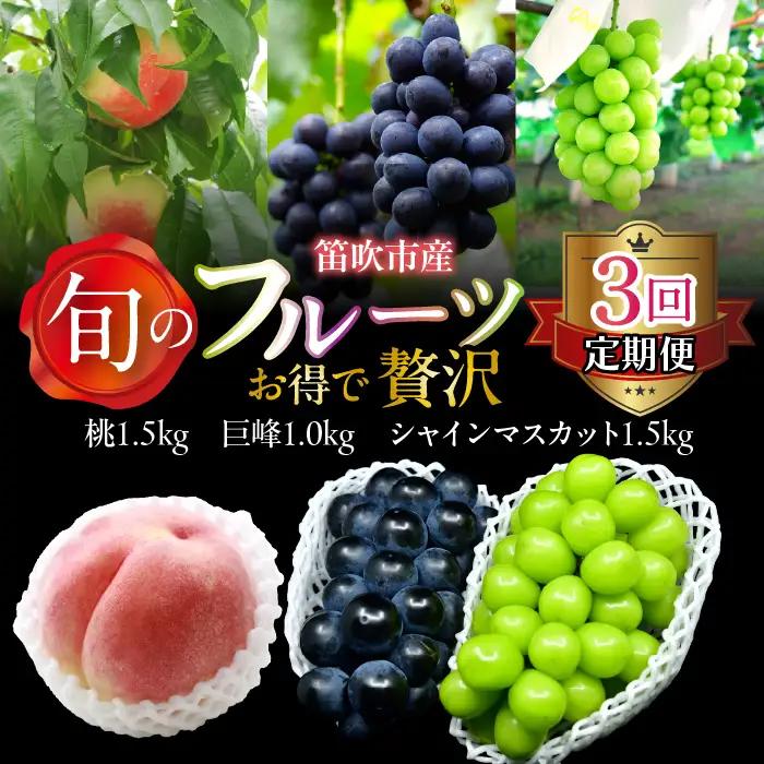 【定期便】【2026年発送★先行予約】旬のフルーツ3回定期便（桃・巨峰・シャインマスカット） 227-017-02-26y
