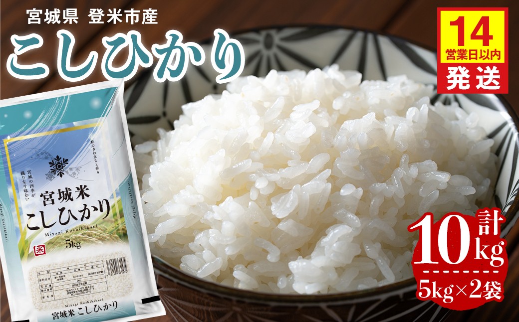 
                  【14営業日以内に発送予定】≪令和8年産≫ コシヒカリ 10kg (5kg×2袋) 登米市産 お米 おこめ 米 コメ こしひかり 白米 ご飯 ごはん おにぎり お弁当 【登米ライスサービス株式会社】tm635
                