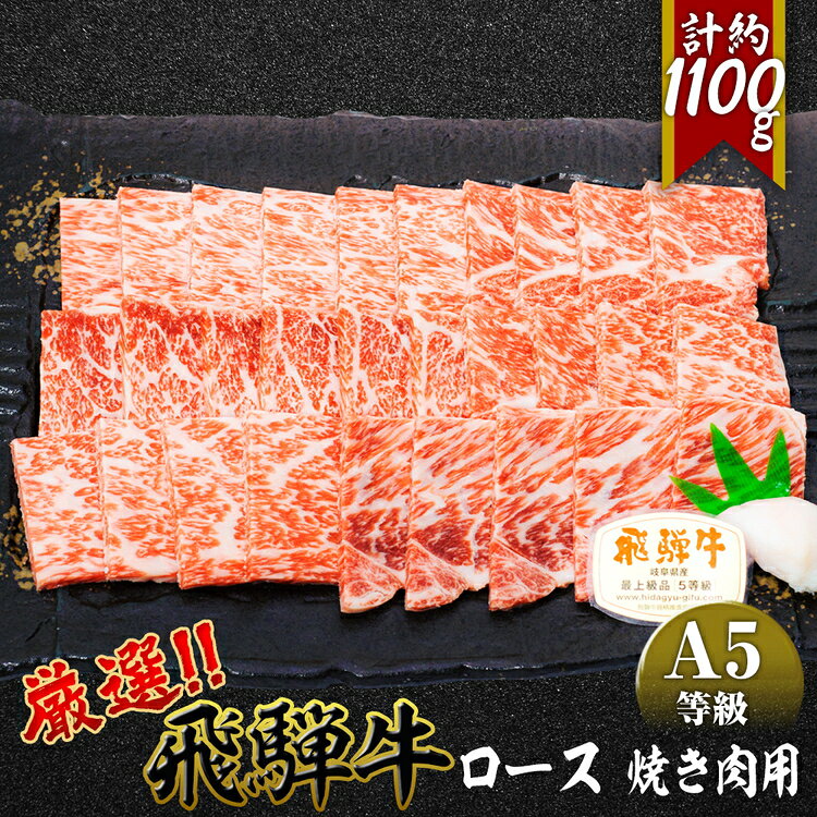 【ふるさと納税】店主こだわり雌牛 飛騨牛A5等級　ロース　焼き肉用　約1.1kg [No.085] ／ 牛肉 ブランド牛 やきにく 焼肉 メス牛 冷凍 送料無料 岐阜県 特産