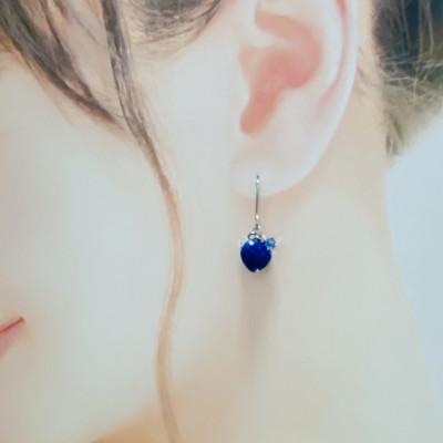 ふるさと納税 小山市 天然石ラピスとスワロフスキーのピアス |  | 01