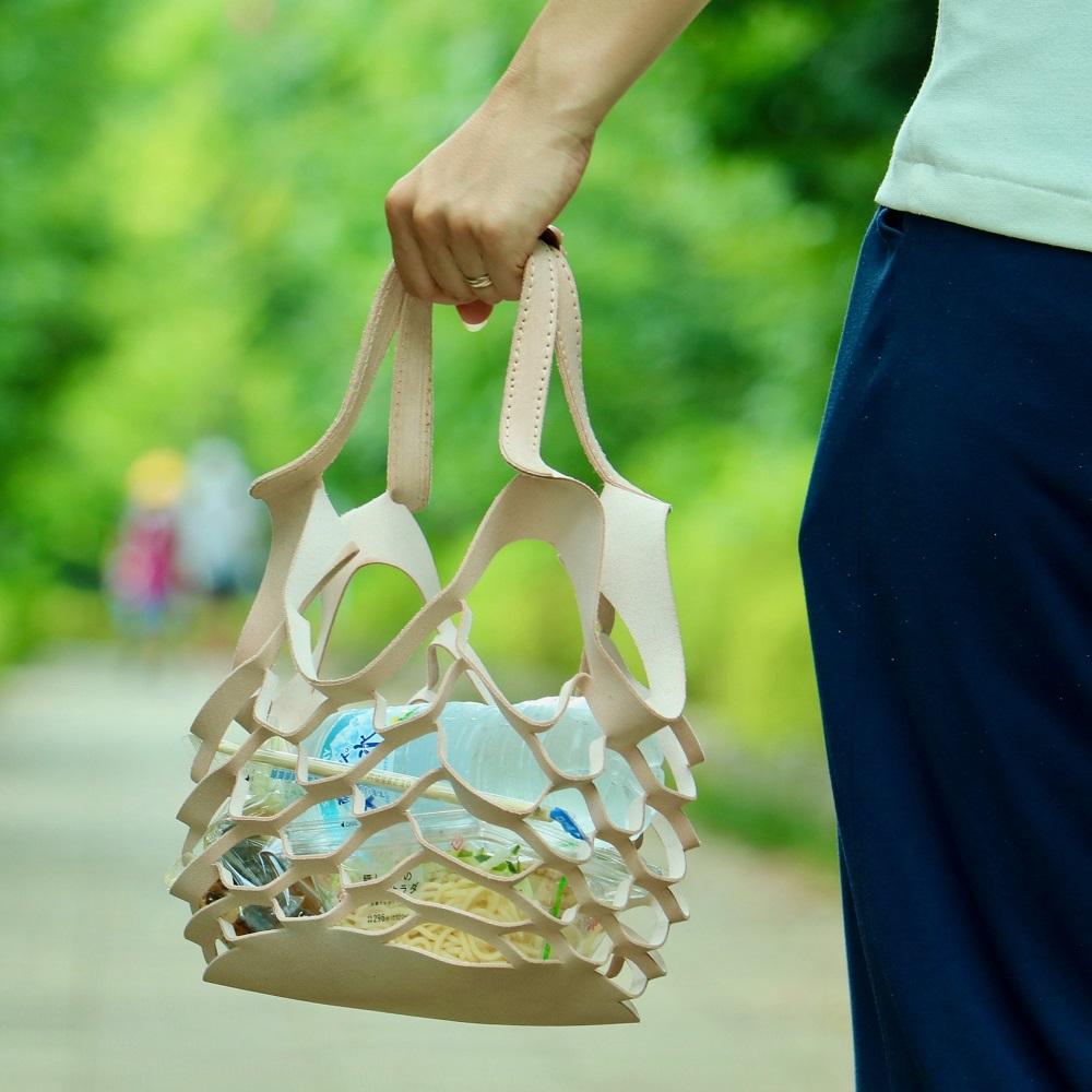 SKLO 持ち手のカラーを選べる！床革のテイクアウトBAG【Natural】 141305_EL01VC04