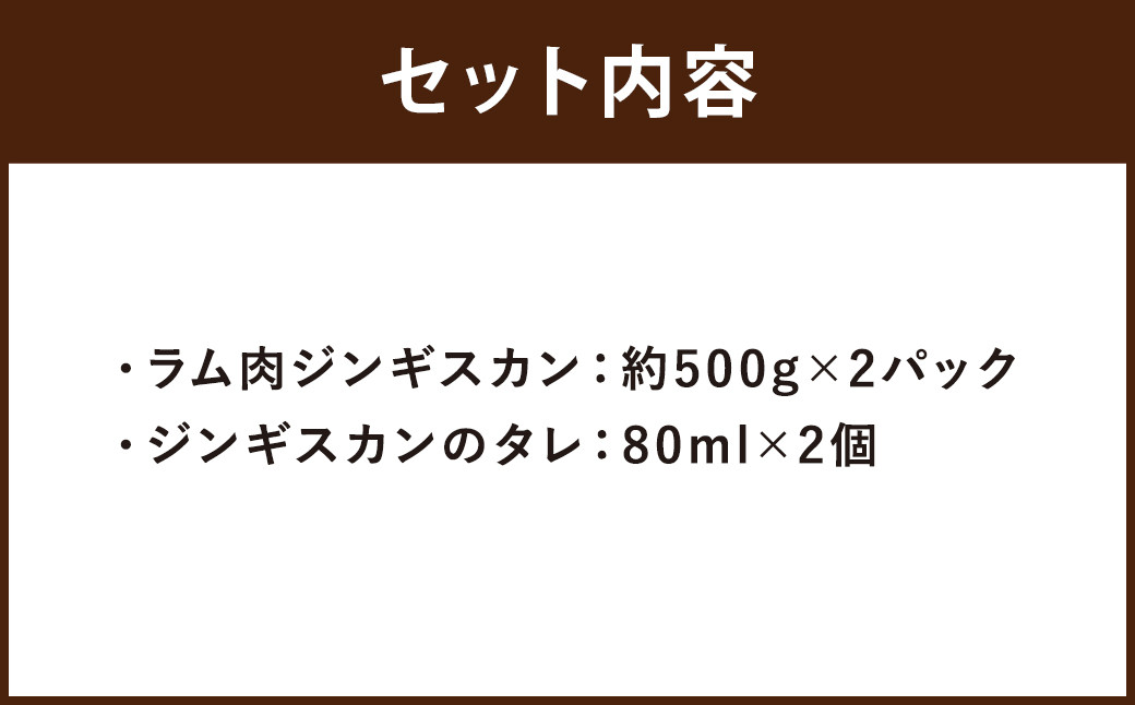 鶴岡精肉店のラム肉 ジンギスカン 計約1kg（約500g×2パック）タレ（80ml×2個）セット