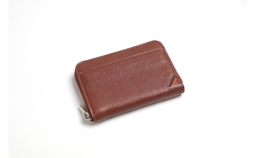 ラウンドファスナーミニ財布 カフェブラウン 牛革 (栃木レザー)｜エクセラ 小さい 小型 小銭 コイン カード ケース コンパクト 革財布 本革 レザー 革職人 デュアルライン [1242]