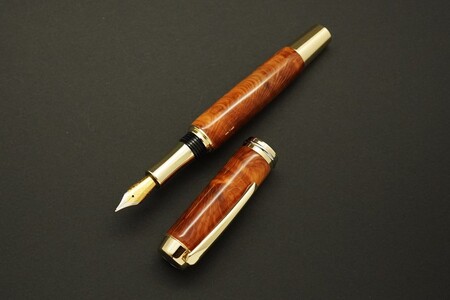 天然屋久杉 万年筆【ゴールド×シルバー】〈文房具 万年筆