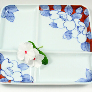 有田焼 One Plate 1+3 椿 (緑 赤) 2枚セット 三光堂 A40-204_イメージ5