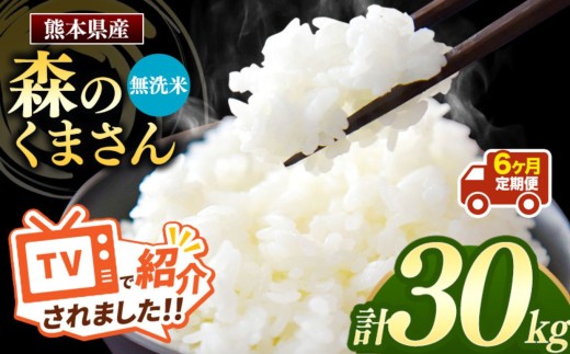 【令和7年産】【定期便6回】 熊本県産 森のくまさん 無洗米 30kg | 小分け 5kg × 6袋  熊本県産 こめ 米 無洗米 ごはん 銘柄米 ブランド米 単一米 人気 日本遺産 菊池川流域 こめ作り ごはん ふるさと納税 返礼品
