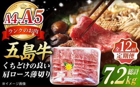 【12回定期便】五島牛薄切り 600g[PCV031] 