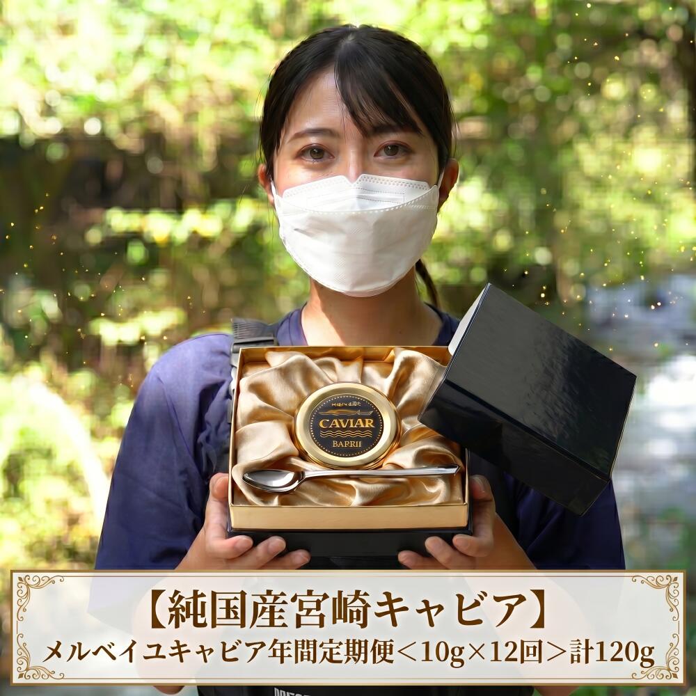 【ふるさと納税】【定期便：年12回】【純国産宮崎キャビア】メルベイユキャビア年間定期便　計120g＜10g×12回＞キャビア 定期便 チョウザメの卵 チョウザメ 魚介 魚卵 おつまみ ふるさと 人気 おすすめ 贈答 ギフト お裾分け プレゼント 宮崎県 小林市 送料無料