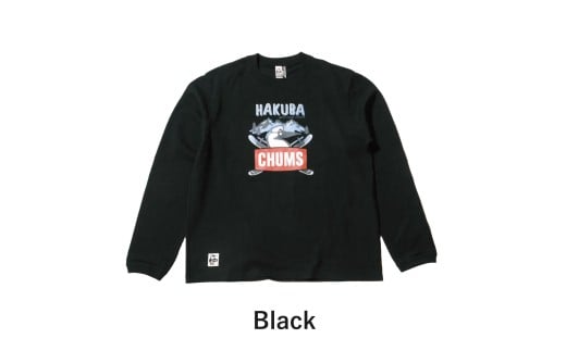 CHUMS×HAKUBA BOOBYFACE フロントプリント ロングスリーブ Tシャツ メンズ  L /ブラック【P0550529_L_BL】