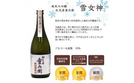 山形の純米大吟醸 受賞酒 720ml×2本 飲み比べセット【紅花屋重兵衛 純米大吟醸 雪女神・澤正宗 純米大吟醸 山田錦磨き40】＜2020全米日本酒鑑評会 金賞受賞＞　024-E-FR014