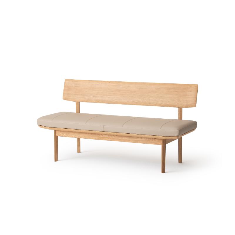 【ふるさと納税】旭川家具 カンディハウス WING LUX ベンチ145 H 北海道ナラNF／MG-LGY_01216 | 国産家具 国産 ダイニングベンチ ベンチ 木製 無垢材 革張り レザー おしゃれ モダン ダイニング 旭川市 ふるさと納税 北海道ふるさと納税 送料無料