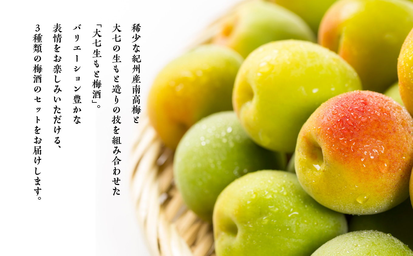 《2025年11月下旬以降順次発送》大七酒造 梅酒飲み比べセット「生もと梅酒 極上品720ml」「生もと梅酒300ml」「生もと梅酒シルキースパークリング300ml」合計3本【道の駅安達】 酒 お酒 