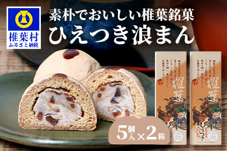 【椎葉銘菓】ひえつき浪まん 2箱(5個入り×2)【椎葉村産 干し柿入りの和菓子】お菓子 和菓子 スイーツ デザート お土産 手土産 特産品 父 母 敬老 ギフト プレゼント 贈り物 贈答 干し柿 干柿 白あん 餡 ひえつき 饅頭 まんじゅう 【HF-81】
