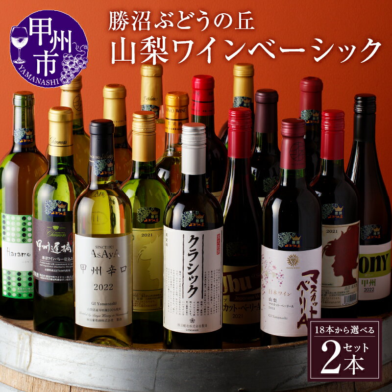 【ふるさと納税】ワイン 選べる 種類 2本 セット 楽天限定 赤ワイン 白ワイン 18本 から自由に 選べる ベーシック 日本ワイン 辛口 甘口 甲州 デラウェア マスカット 母の日 父の日 記念日 ギフト 山梨県 甲州市 【B12-601】