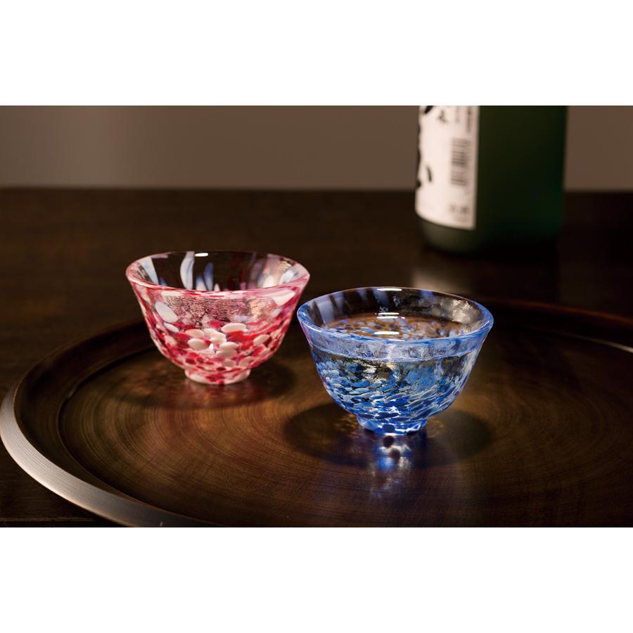 ＜津軽びいどろ＞盃ペア(桜吹雪/岩清水)