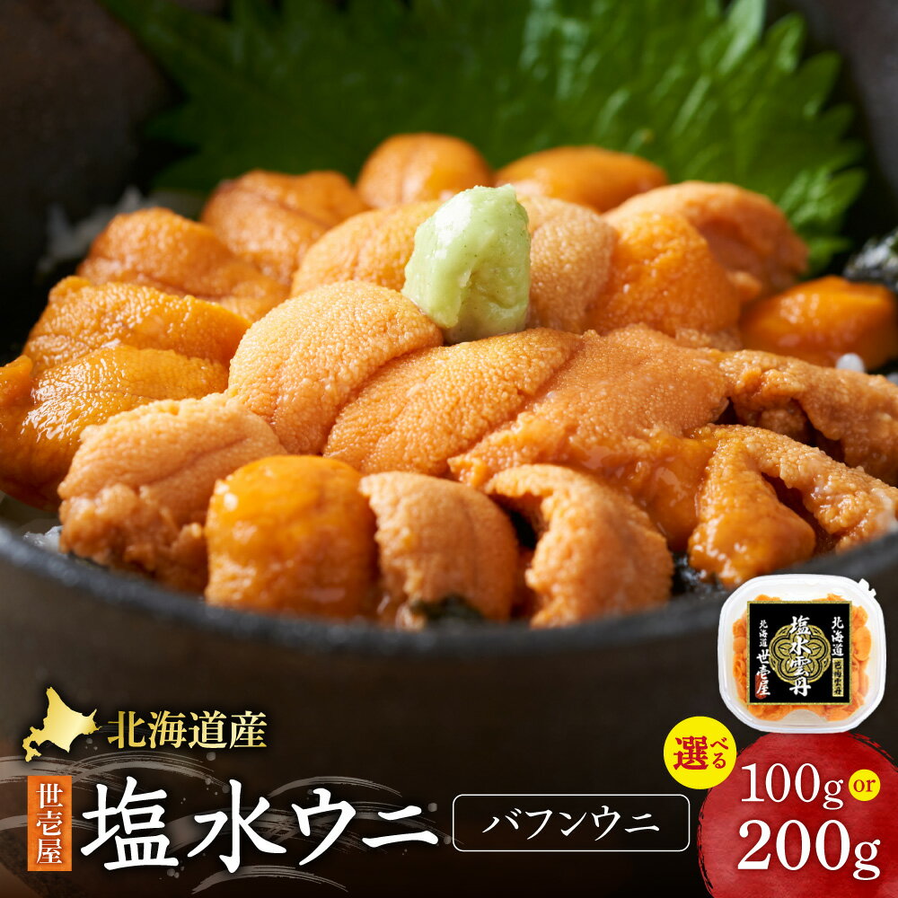 【ふるさと納税】 【先行予約】 北海道産 塩水 バフンウニ 【 選べる 容量 】 100g 200g ウニ うに 雲丹 うに専門店 世壱屋 無添加 ミョウバン不使用 極上 海鮮 旨み 濃厚 おつまみ 水産 海産 ギフト お取り寄せ 北海道 札幌市