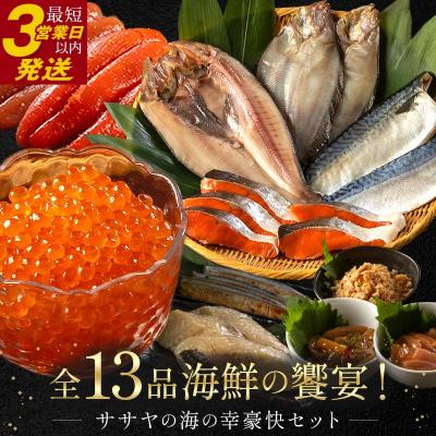 ふるさと納税 釧路市 まるごと堪能! 北海道産 ササヤの『海の幸豪快セット』 全13品