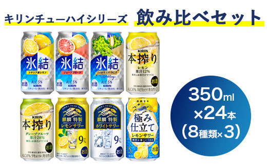 
3730.キリンチューハイシリーズ飲み比べセット　350ml×24本（8種×3本）◇｜お酒　麒麟　氷結　麒麟特製　本搾り　麒麟百年
