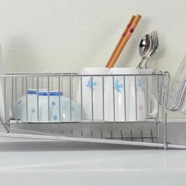 斜めに流れる1段水切り 左置き用 ステンレス製 燕三条製 キッチン用品 水切りラック bwsSELECTION [ビーワーススタイル]