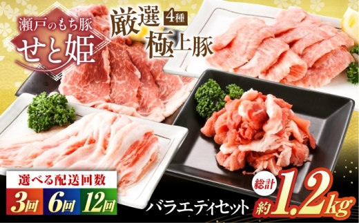 【全12回定期便】バラエティセット約1,200g mn(肩ロース・バラ・小間切れ・豚トロ 各300g)  豚肉 ぶたにく こま切れ ロース しゃぶしゃぶ 小分け 美味しい おいしい 絶品 国産 ブランド豚 もち豚 大容量 お得 ピートロ 豚こま 切り落とし 炒め物 煮物 豚汁 生姜焼き 万能 便利 ストック 業務用 ギフト 贈り物 お中元 お歳暮 [BAER081]
