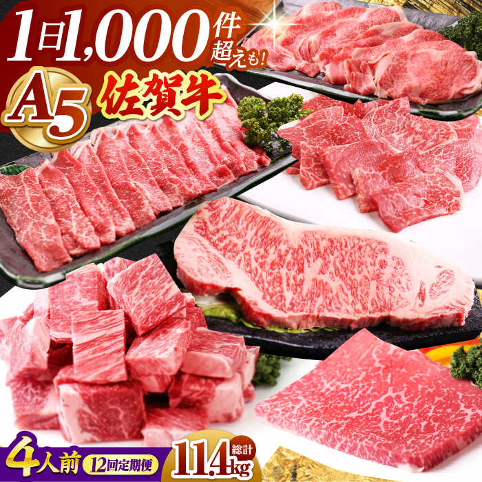 【ふるさと納税】【全12回】 4人前 佐賀牛 食べつくし定期 【山下牛舎】 [HAD111] / 食品 精肉 牛肉 セット 詰め合わせ 肉 定期便 定期 送料無料