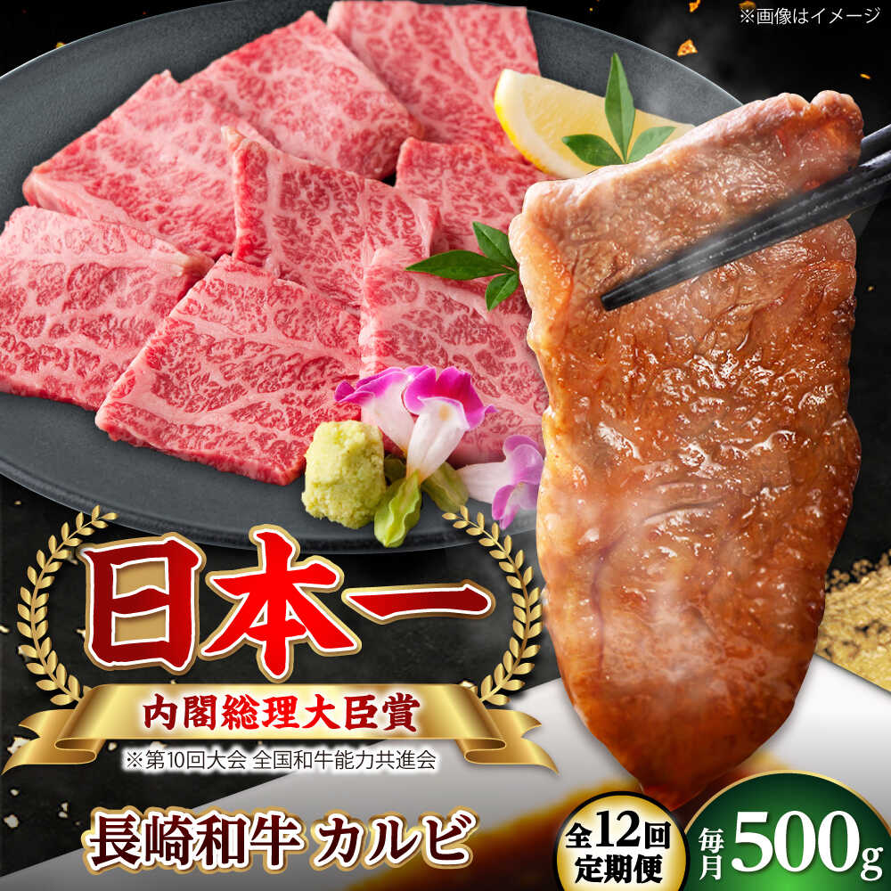 【ふるさと納税】【全12回定期便】長崎和牛 カルビ 総計6.0kg （約500g/回）【ながさき西海農業協同組合】 [DBV037][DBV037]