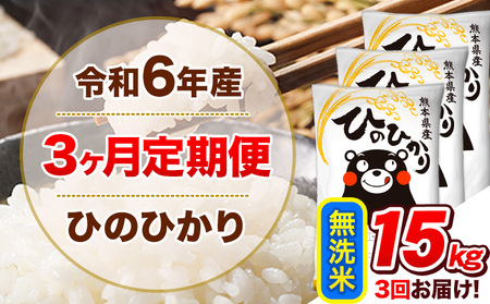 令和6年産【3ヵ月定期便】 無洗米 ひのひかり 定期便 15kg 5kg×3袋 ｜米米米米