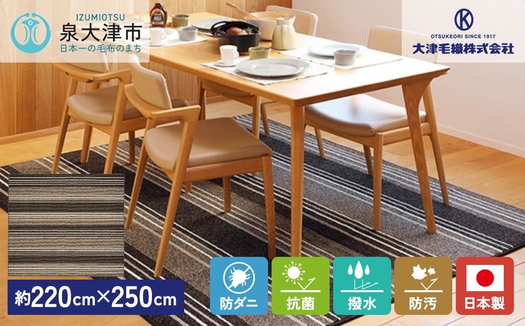 
日本製 撥水・防汚 カーペット ブラウン 1枚 約220×250cm 600022201型 [1125]
