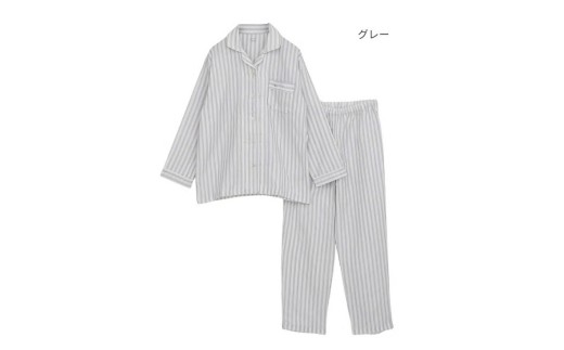 【快眠ラボ】雲ごこちガーゼ 甘撚り３重ガーゼ＜グレー／Ｓサイズ＞【播州織使用】レディース ストライプ パジャマ　47-21