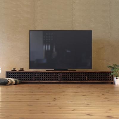 ふるさと納税 大川市 テレビボード　古都　4枚引戸　Lタイプ　焦茶色　233x45x29　大川市　WAプラス